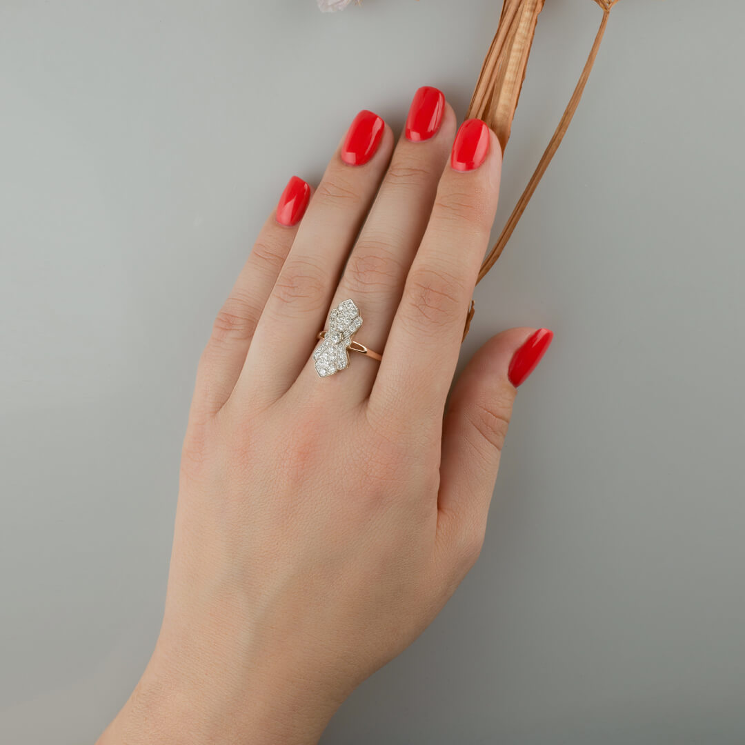 Кольцо с бриллиантами из красного золота 585, фото № 3