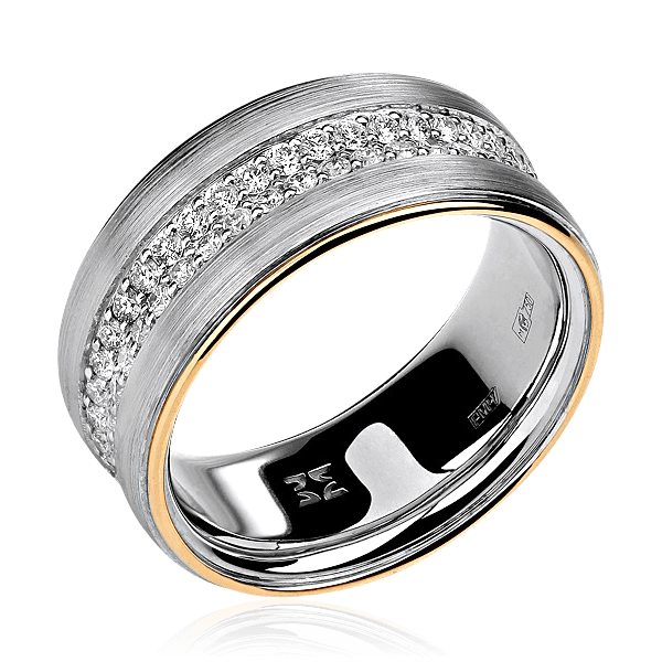 Обручальное кольцо с бриллиантами из комбинированного золота 750 пробы (арт. 49863)