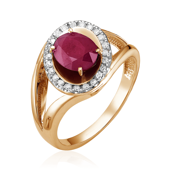 Кольцо с рубином, бриллиантами из красного золота 585 пробы (арт. 54378)