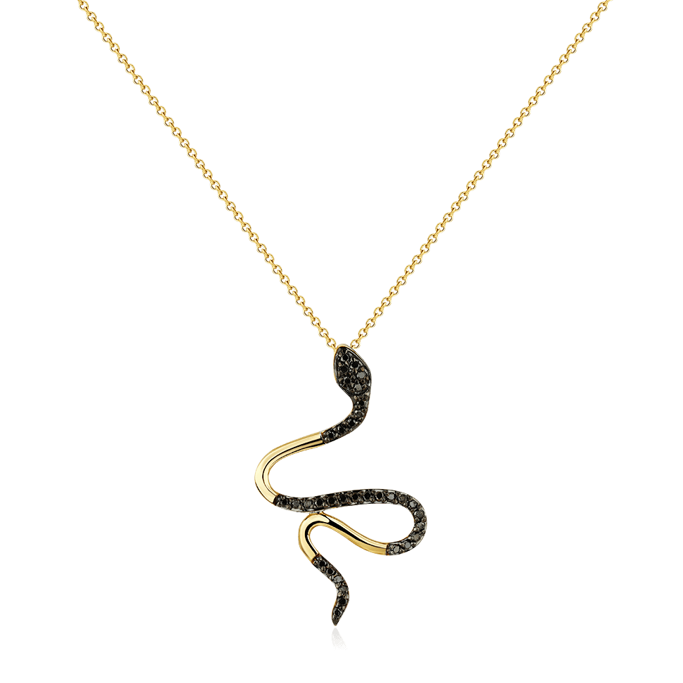 Колье в виде змеи с бриллиантами из желтого золота 585 пробы (арт. 95267)