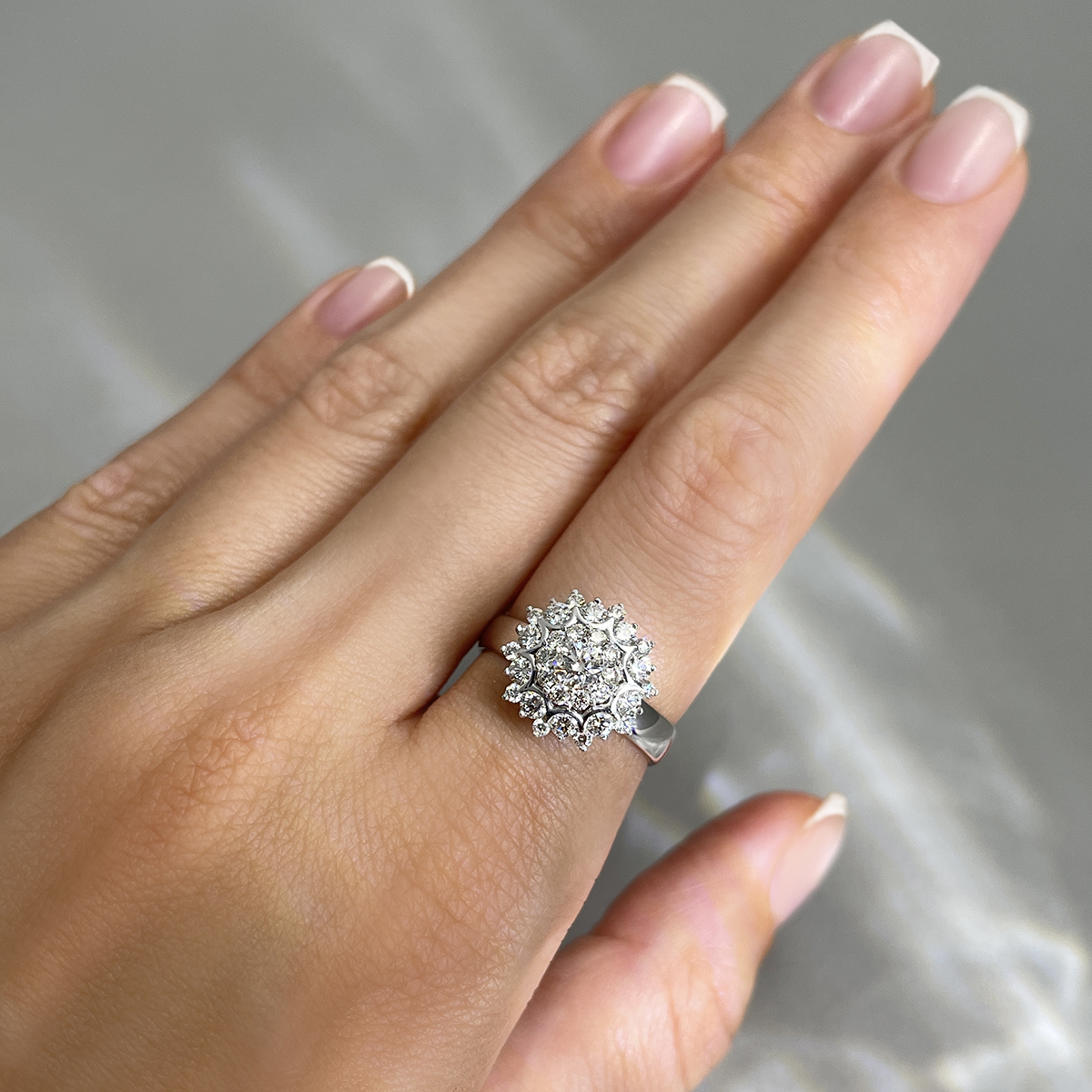Кольцо с бриллиантами из белого золота 585, фото № 5