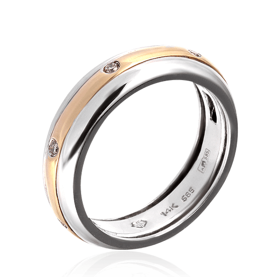 Мужское кольцо с бриллиантами из комбинированного золота 585 пробы (арт. 40665)