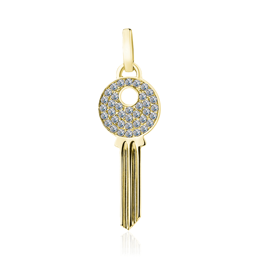 Подвеска в виде ключа  с бриллиантами из желтого золота 585 пробы (арт. 95027)