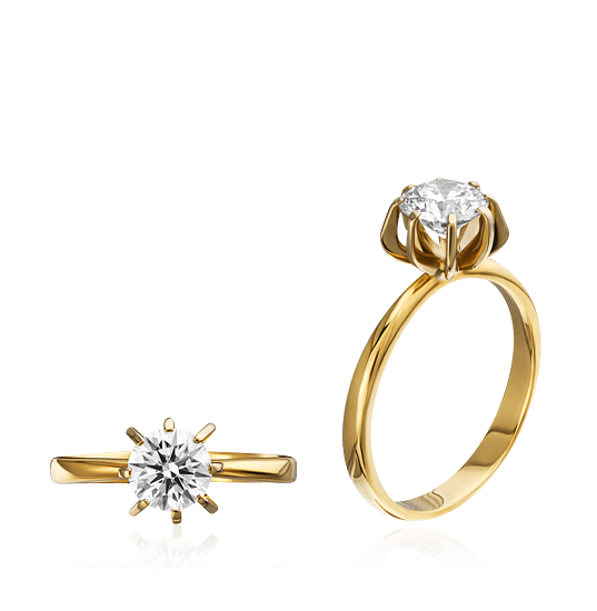 Кольцо для помолвки с бриллиантами из желтого золота 585, фото № 1