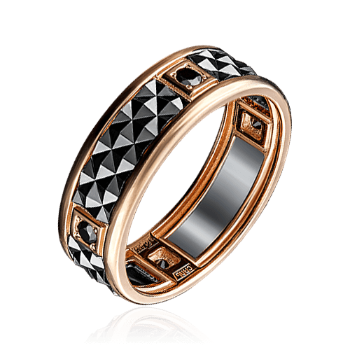Мужское кольцо c фианитами из комбинированного золота 585 пробы, фото № 1