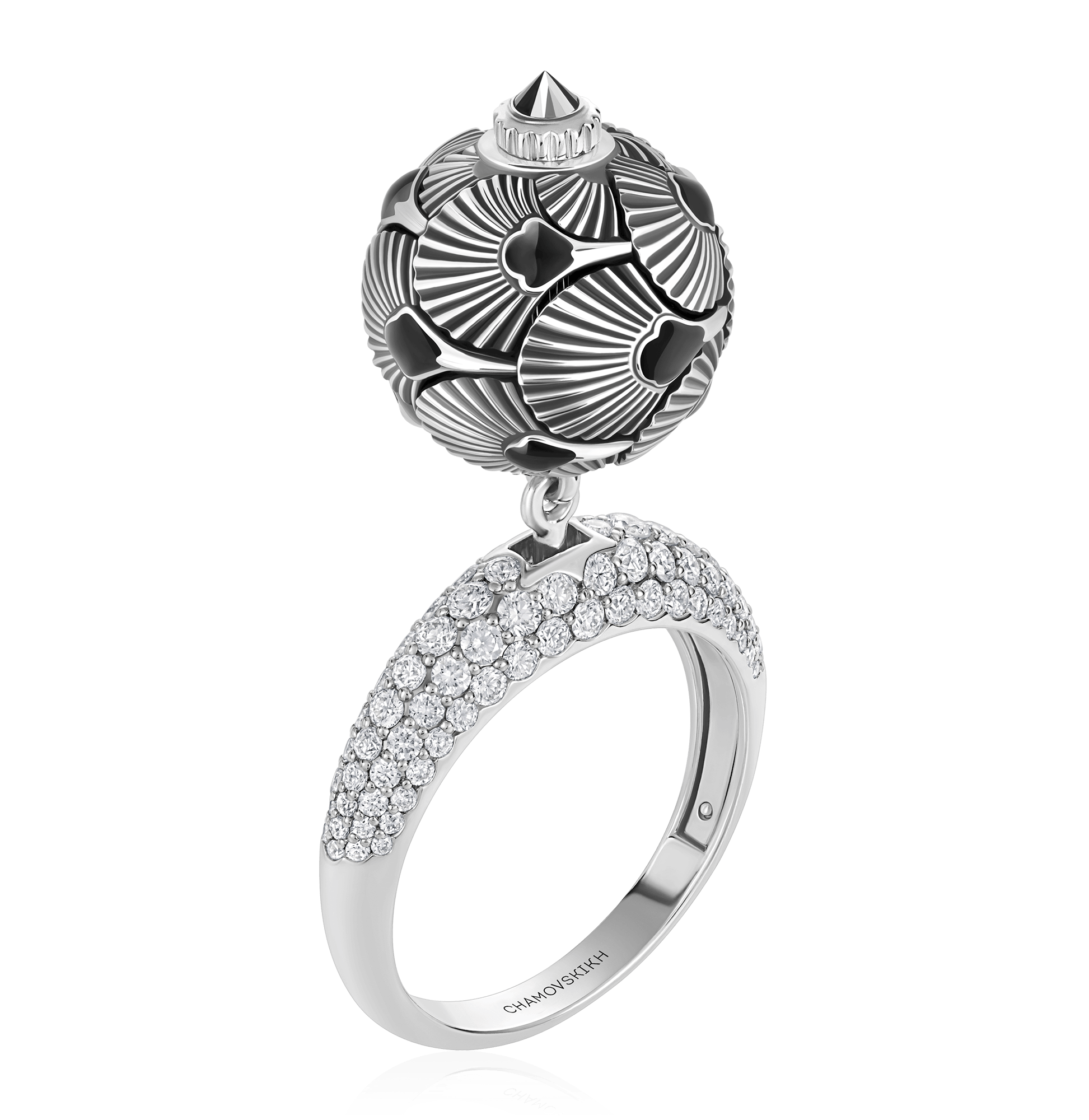 Кольцо с бриллиантами из белого золота 585 (арт. 71034)