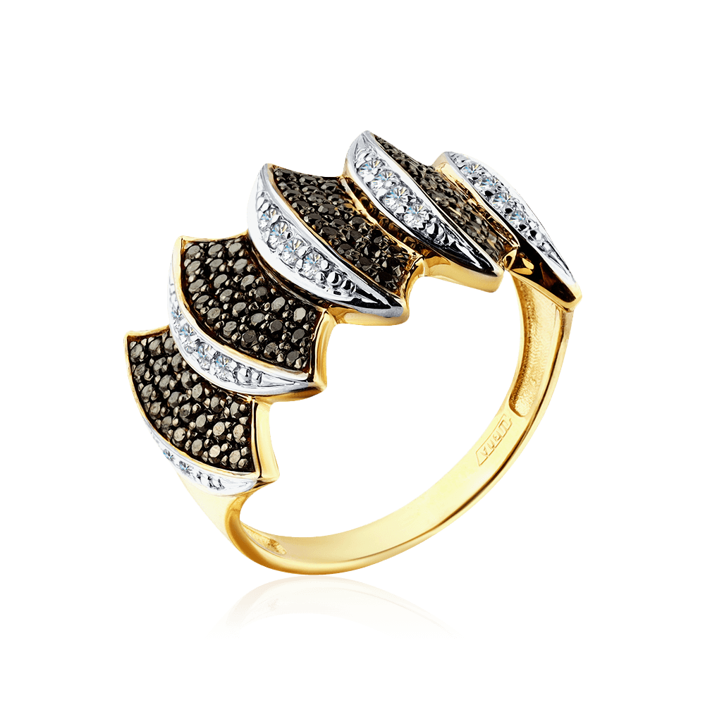 Кольцо с бриллиантами из желтого золота 585 пробы (арт. 96917)