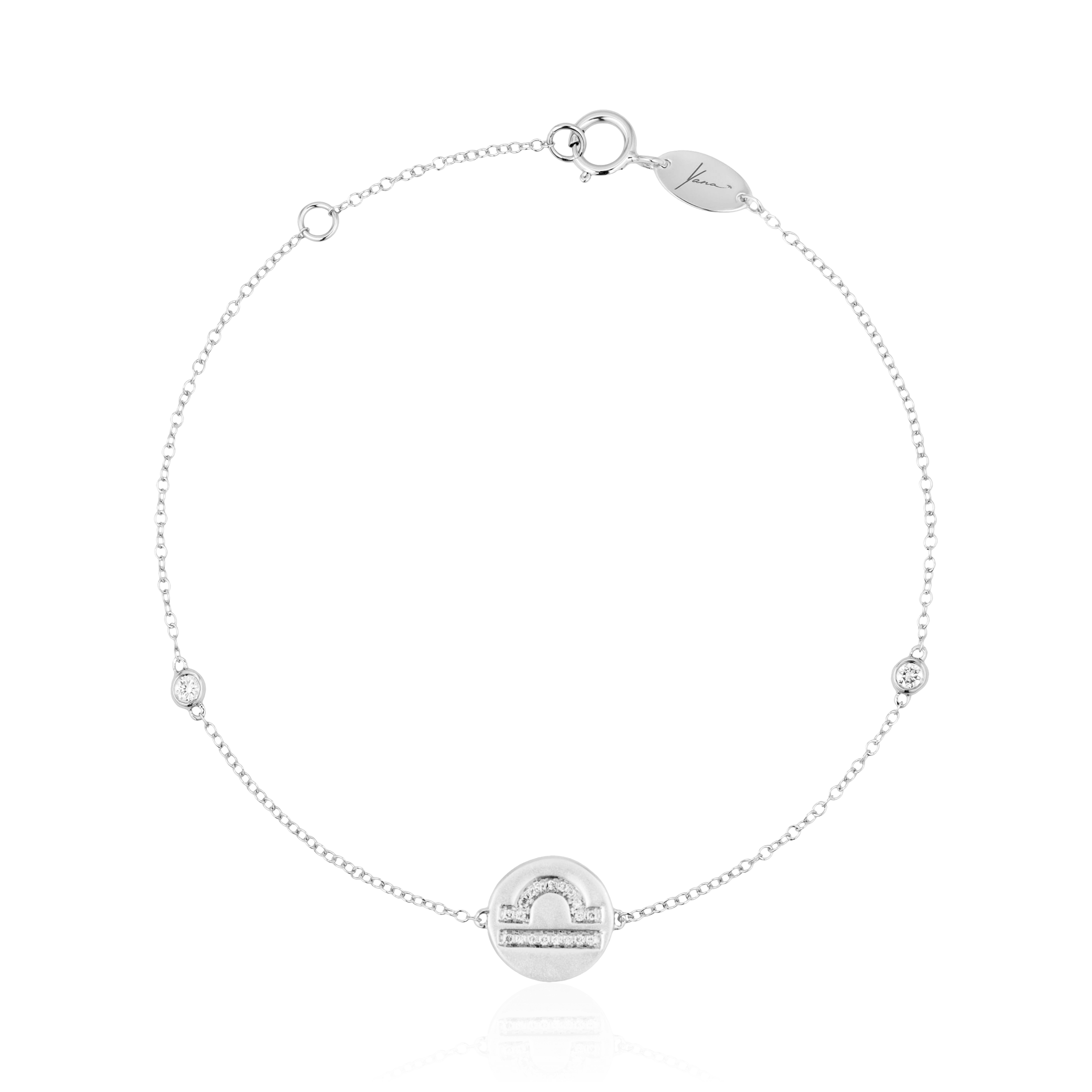 Браслет (знак зодиака - весы) с бриллиантами из белого золота 750 пробы, фото № 1