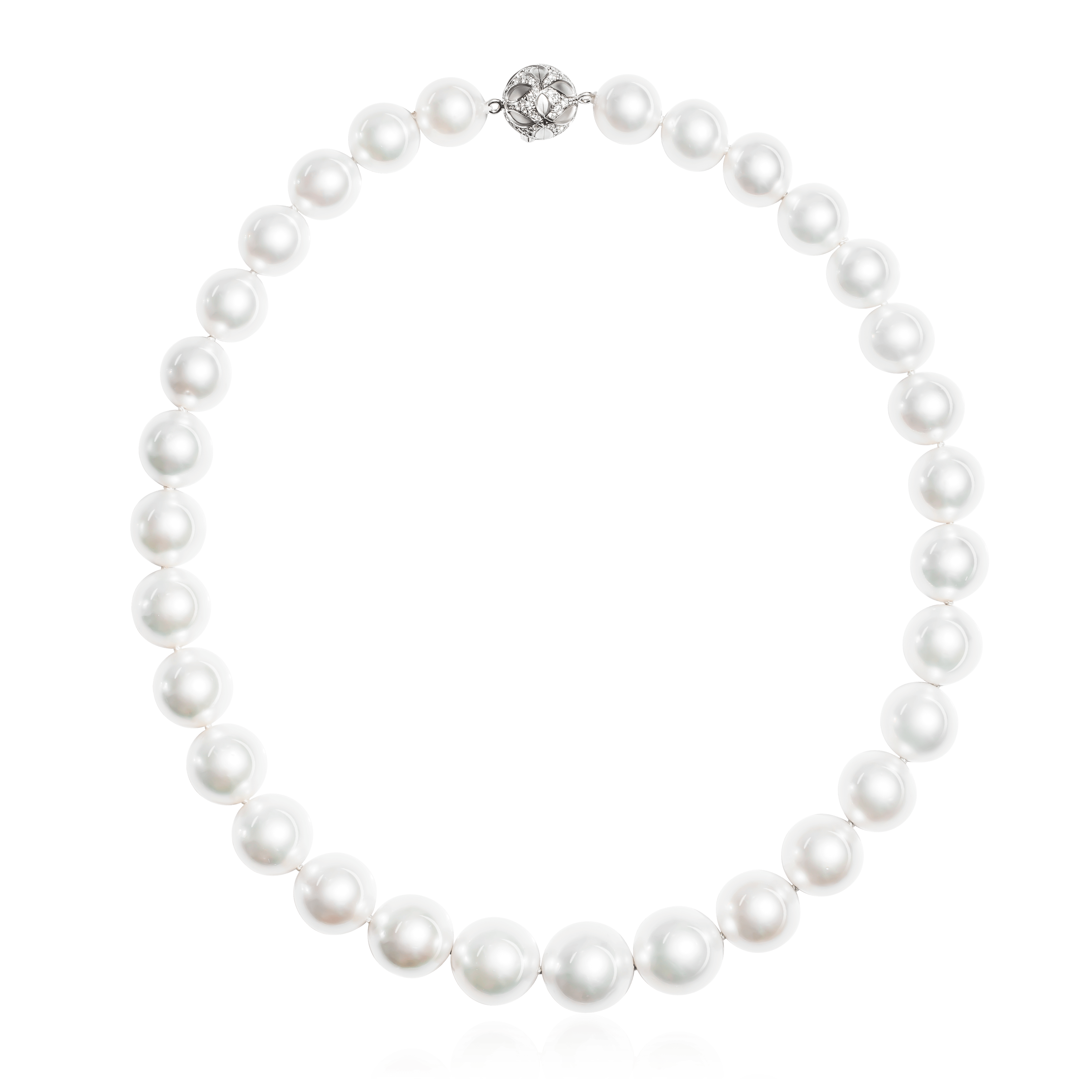 Колье с бриллиантами, жемчугом из белого золота 750 пробы (арт. 103194)