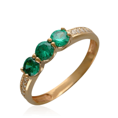 Кольцо с фианитами из красного золота 585 пробы (арт. 39903)