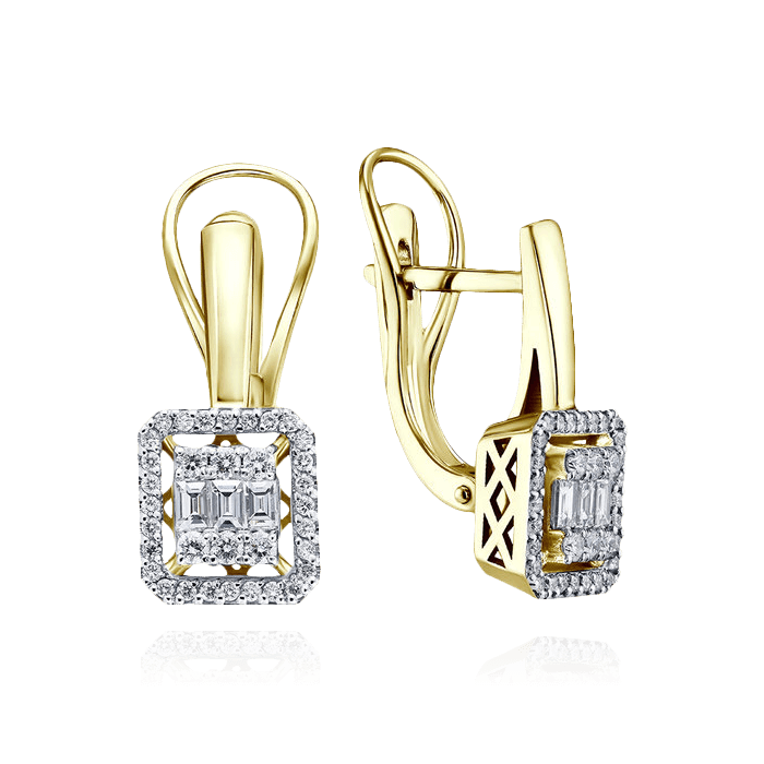 Серьги с бриллиантами из желтого золота 585 пробы (арт. 121000)
