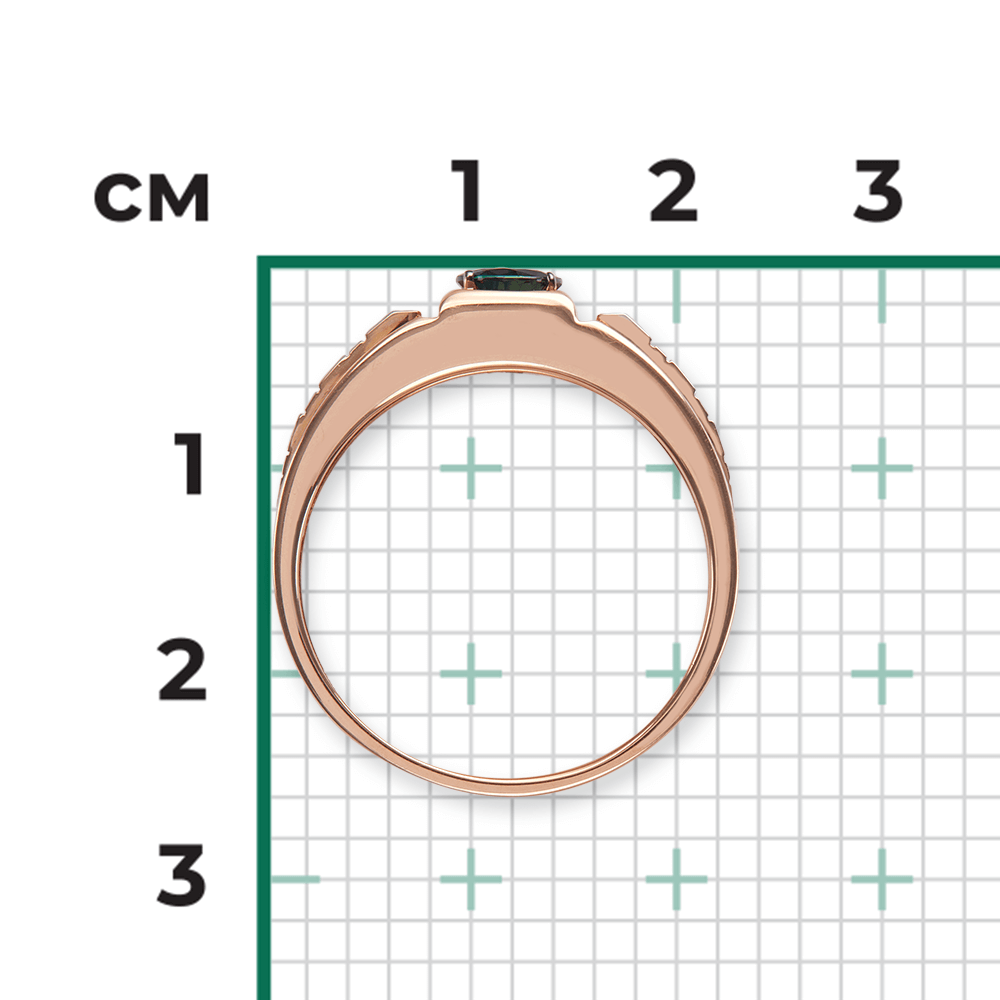 Мужское кольцо с сапфиром из комбинированного золота 585 пробы, фото № 3