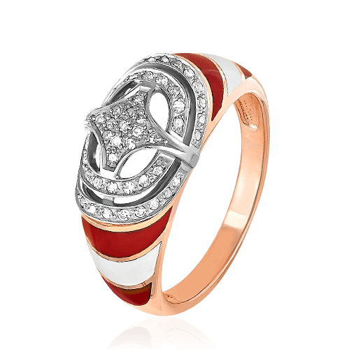Кольцо с бриллиантами из красного золота 585 пробы (арт. 44314)