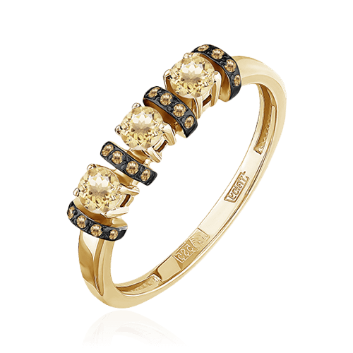 Кольцо с бриллиантами из желтого золота 585 (арт. 76938)