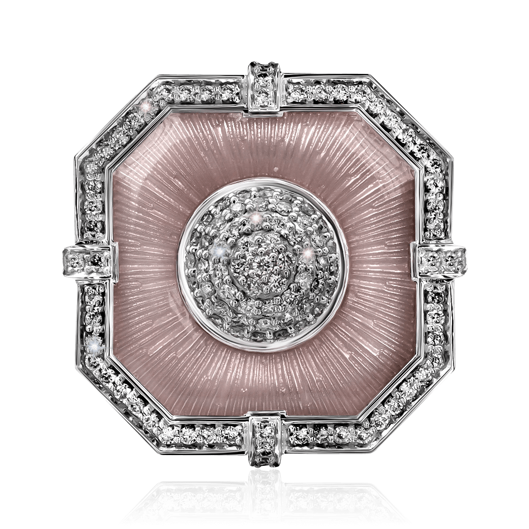 Кольцо с бриллиантами, эмалью из белого золота 585 пробы, фото № 2