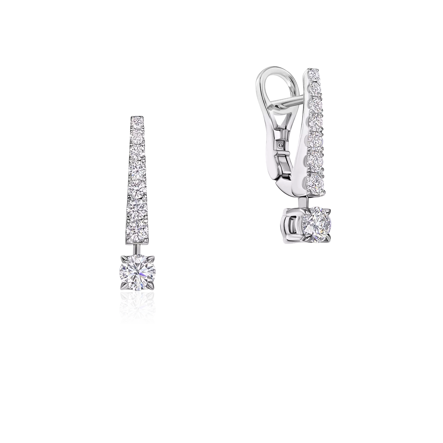 Серьги с рубином, бриллиантами из белого золота 750 пробы, фото № 2