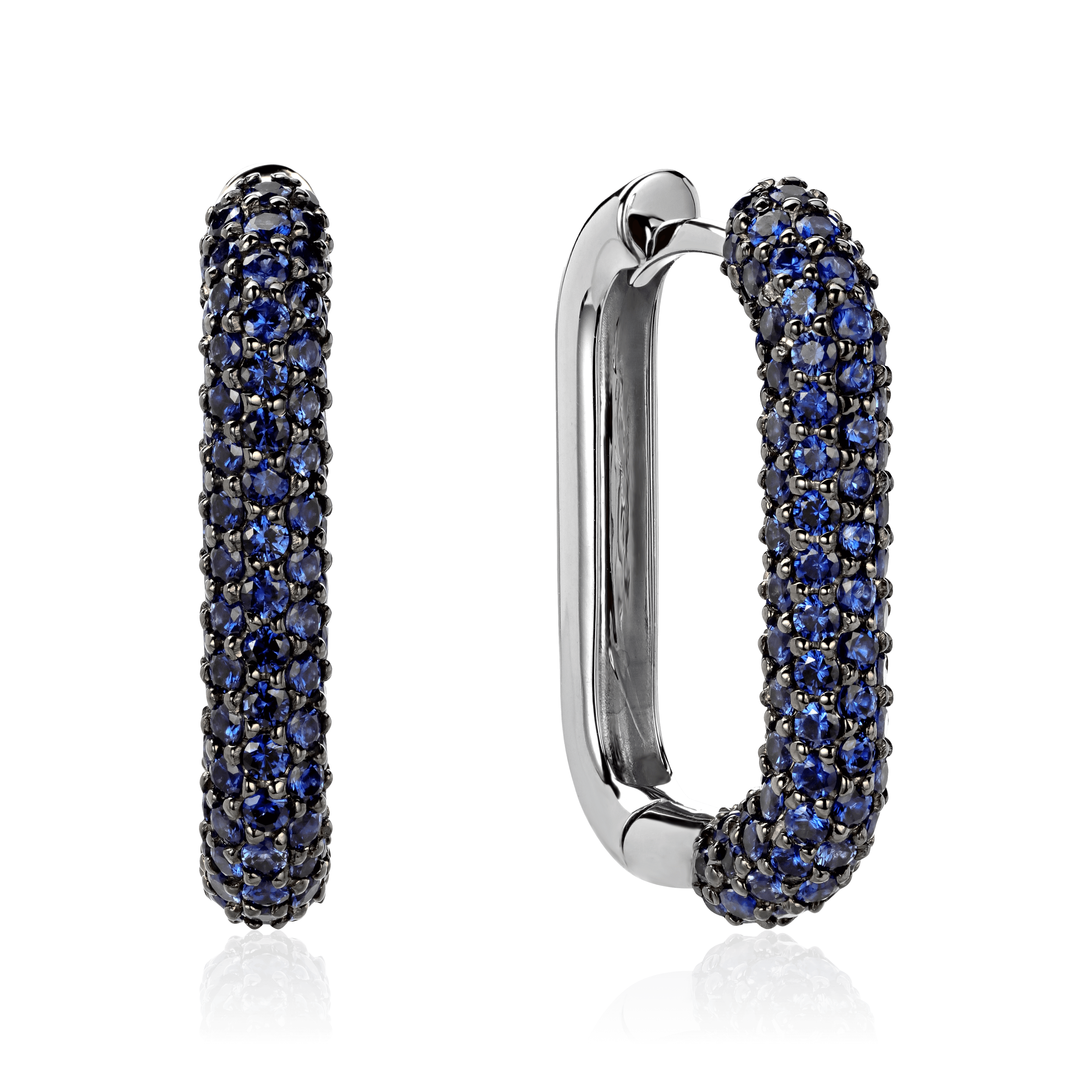 Серьги с сапфиром из белого золота 585 пробы, фото № 1