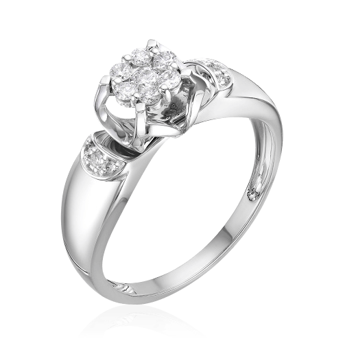 Кольцо с бриллиантами из белого золота 585, фото № 1