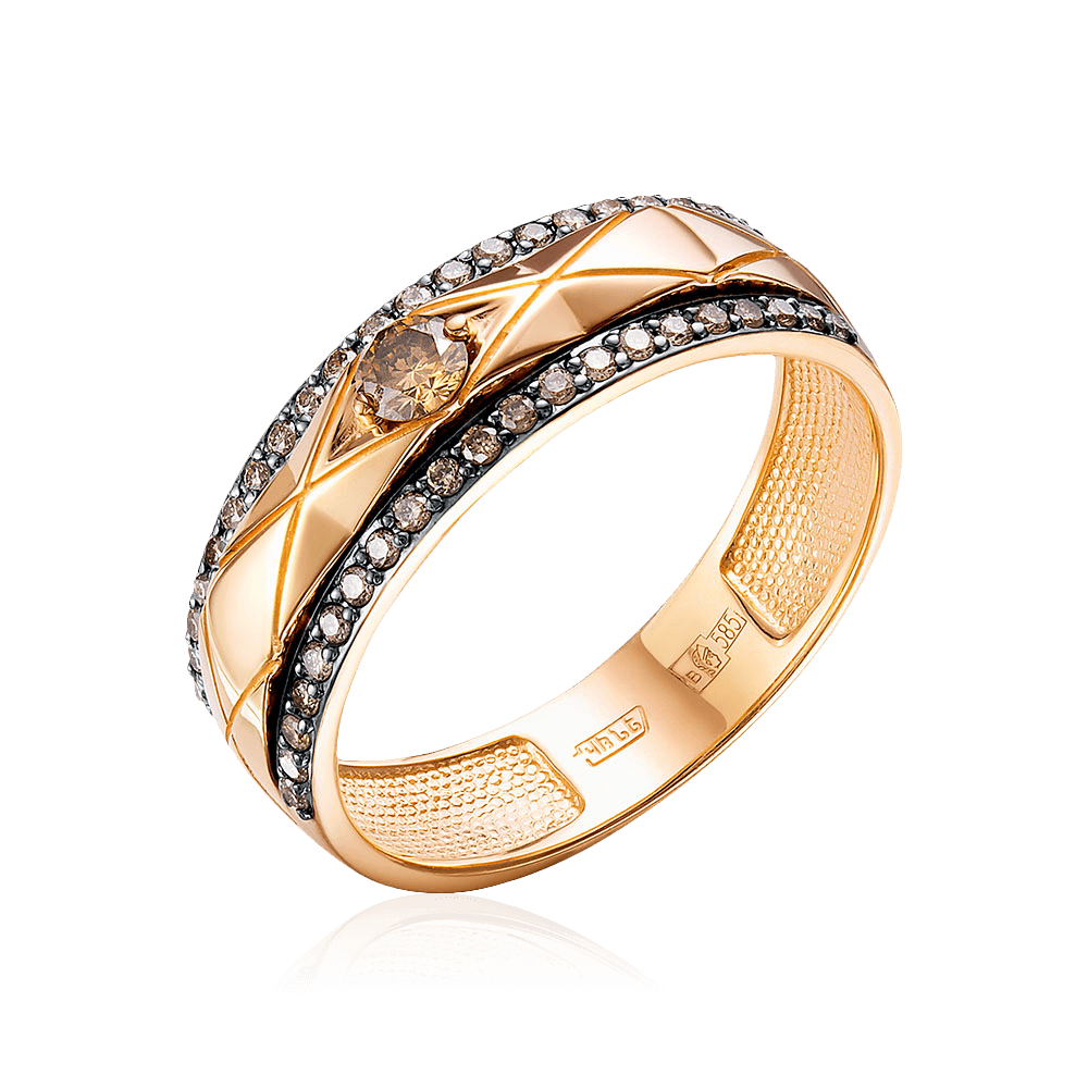 Кольцо с бриллиантами из красного золота 585 пробы (арт. 97015)