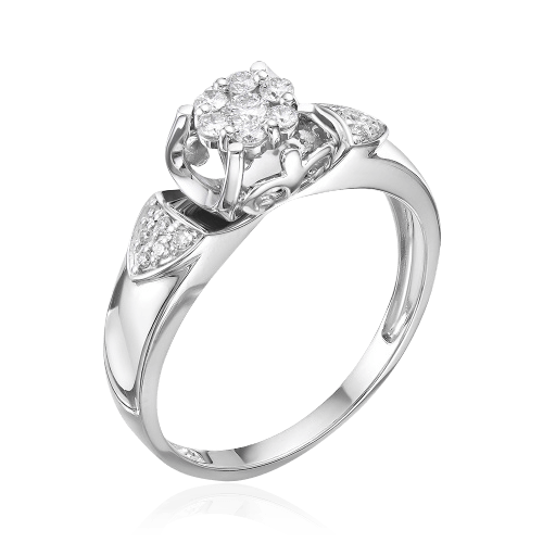 Кольцо с бриллиантами из белого золота 585, фото № 1