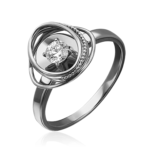 Кольцо с 1 бриллиантом из белого золота 585, фото № 1