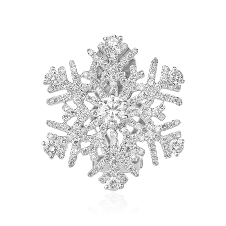 Брошь Снежинка с бриллиантами из белого золота 750 пробы, фото № 1