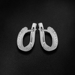 Серьги с фианитами из серебра 925 пробы (элемент для сборных сережек из коллекции Твои сезоны) (арт. 44835)