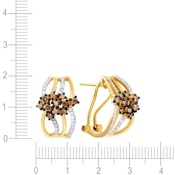 Серьги с бриллиантами из желтого золота 585 пробы, фото № 3