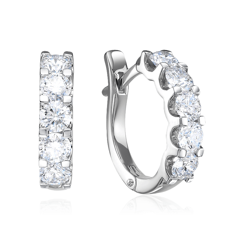 Серьги с бриллиантами из белого золота 585 пробы, фото № 1