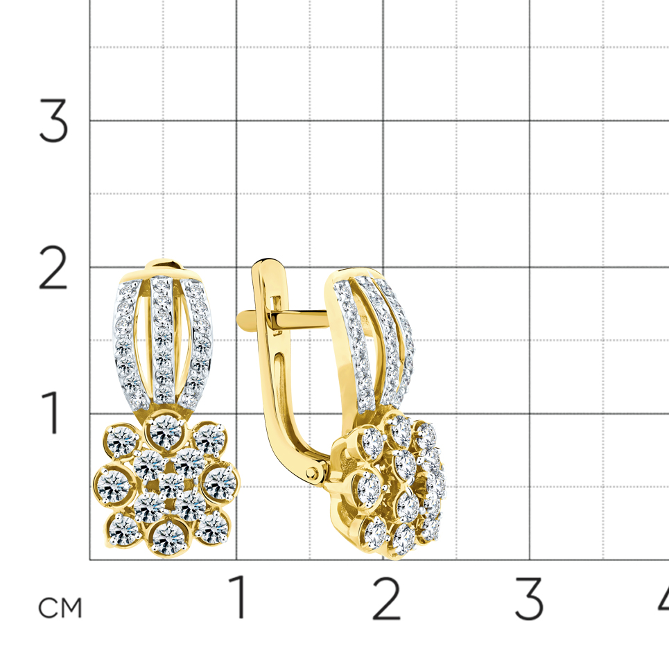 Серьги с бриллиантами из желтого золота 585 пробы, фото № 2