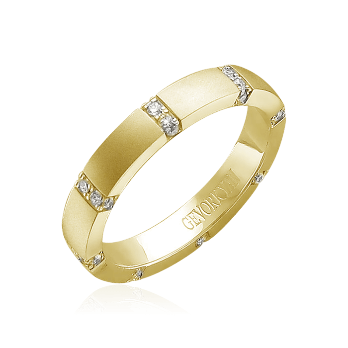 Обручальное кольцо с бриллиантами из желтого золота 585 пробы (арт. 74668)