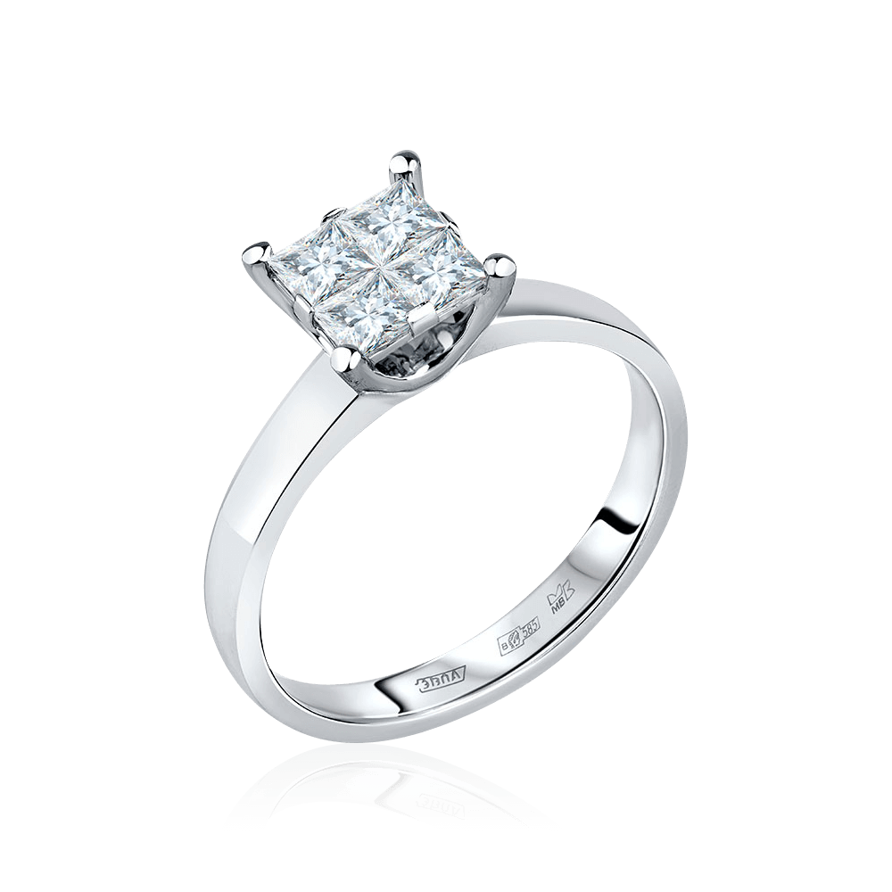 Кольцо с бриллиантами из белого золота 585 пробы, фото № 1