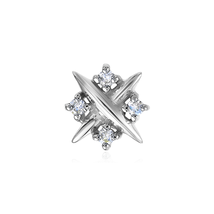 Одиночная серьга с бриллиантами из белого золота 585 пробы, фото № 1
