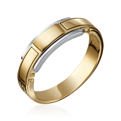 Мужское кольцо без вставок из комбинированного золота 585 пробы (арт. 83303)