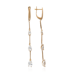 Серьги с фианитами из красного золота 585 пробы (арт. 39953)