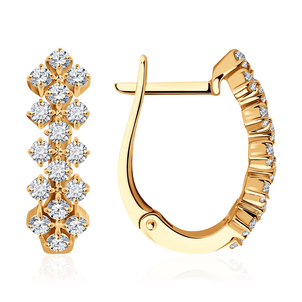 Серьги с бриллиантами из красного золота 585 пробы, фото № 1
