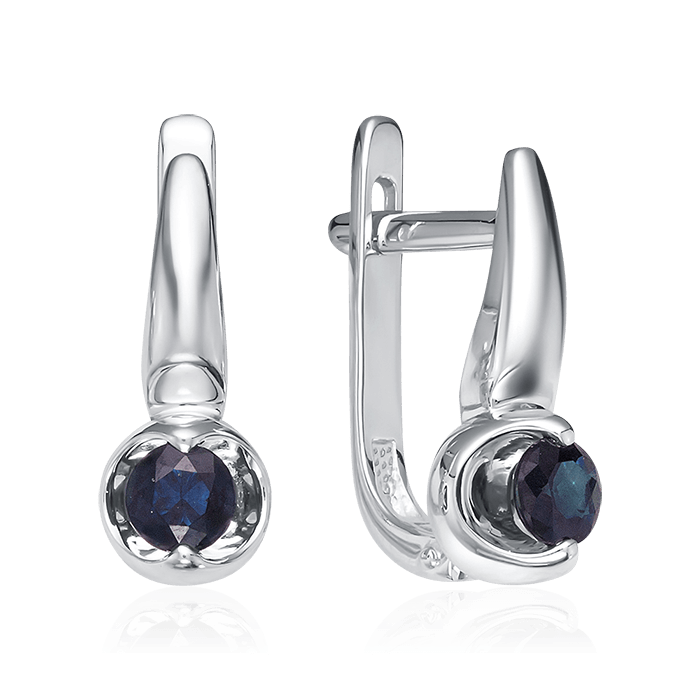 Серьги с сапфиром из белого золота 585 пробы (арт. 62410)