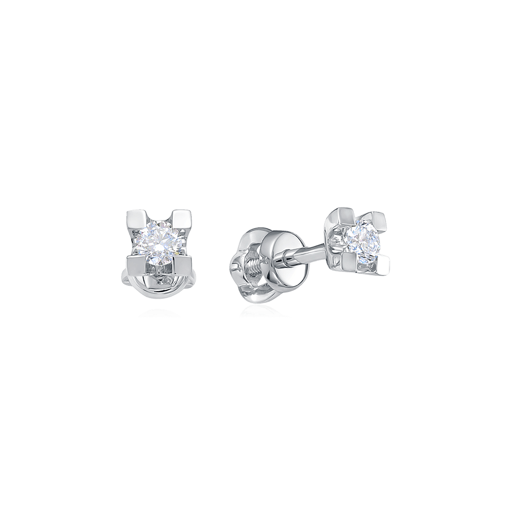 Серьги с бриллиантами из белого золота 585 пробы (арт. 126842)