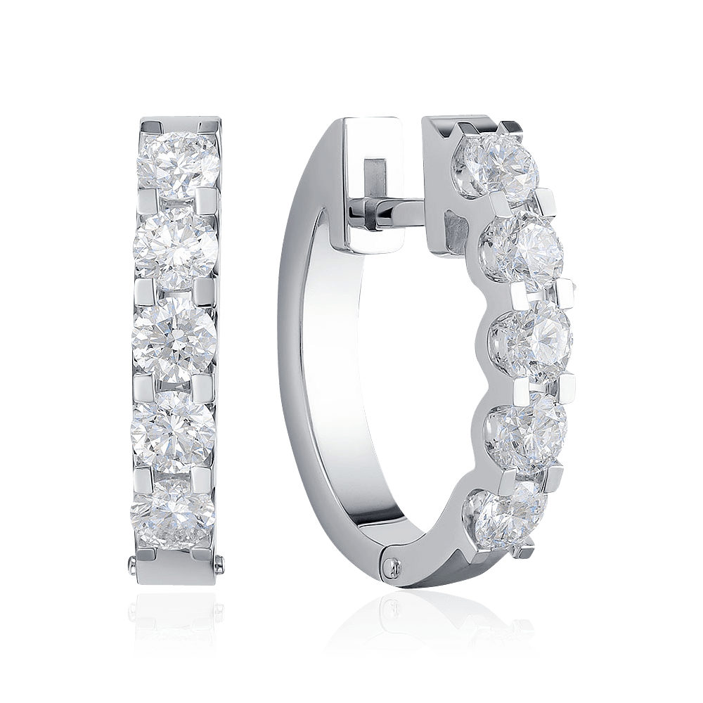 Серьги с бриллиантами из белого золота 585 пробы, фото № 1