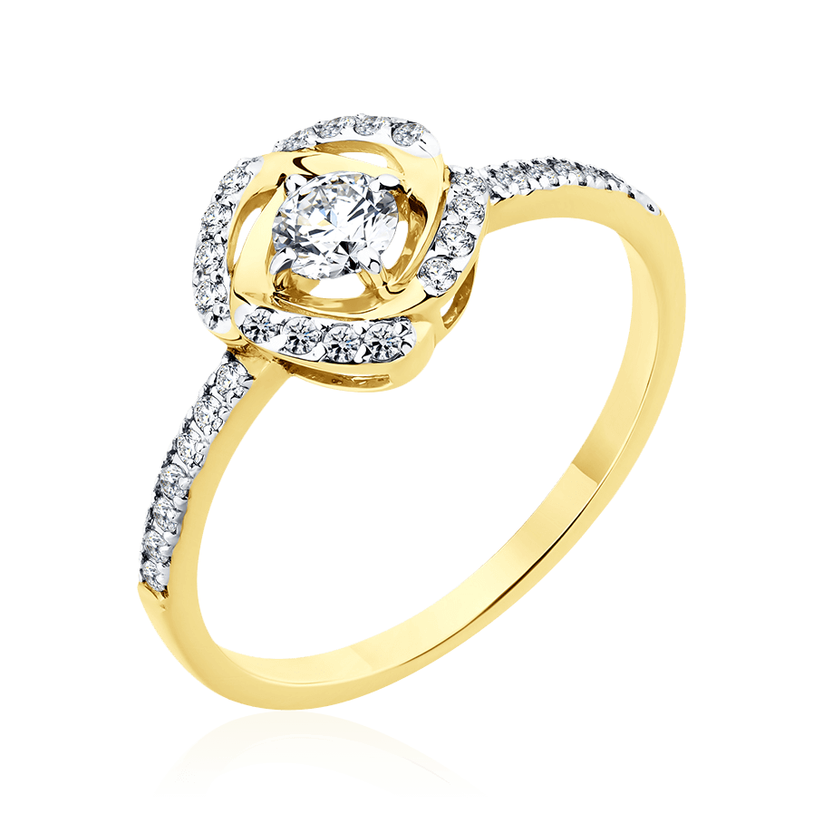Кольцо с бриллиантами из желтого золота 585 пробы (арт. 103552)