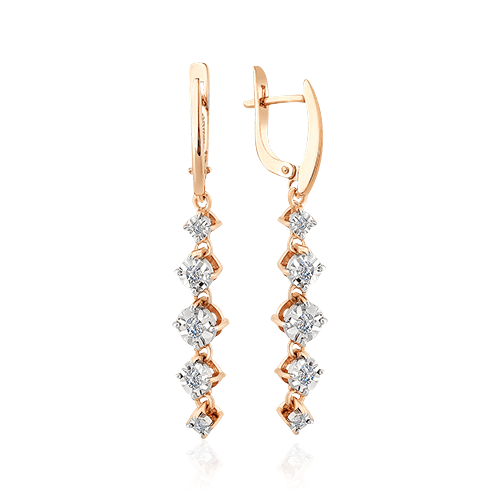 Серьги с бриллиантами из красного золота 585 пробы, фото № 1