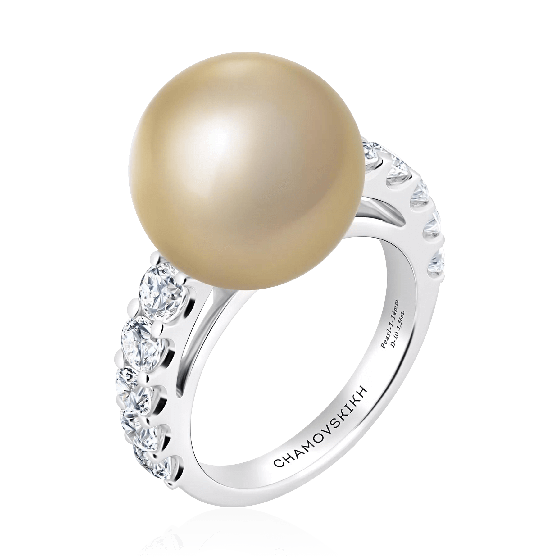 Кольцо с жемчугом, бриллиантами из белого золота 750 пробы, фото № 1