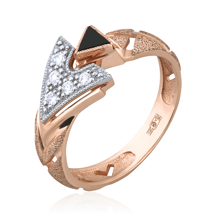 Кольцо с сомбриллом, бриллиантами из красного золота 585 пробы, фото № 1