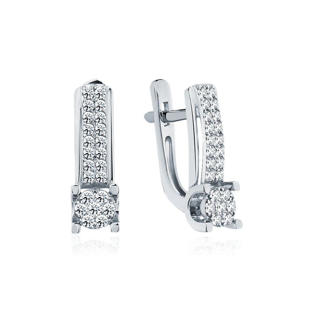 Серьги с бриллиантами из белого золота 585 пробы, фото № 1