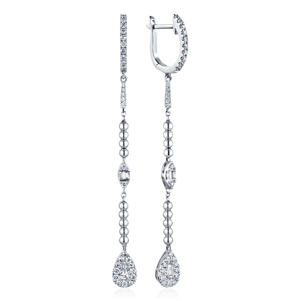 Серьги  с бриллиантами из белого золота 585 пробы (арт. 125009)