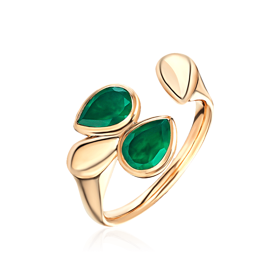 Кольцо с агатом из красного золота 585 пробы (арт. 122878)