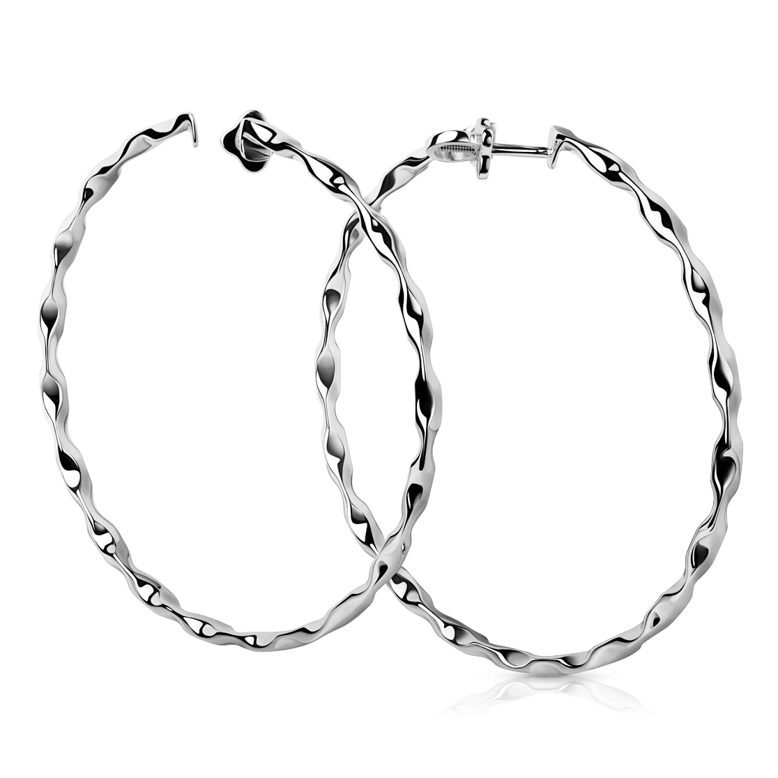 Серьги конго из белого золота 585 пробы (арт. 73589)