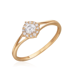 Кольцо с фианитами из красного золота 585 пробы (арт. 40094)