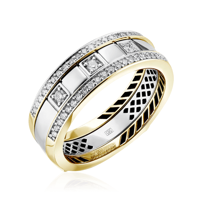 Кольцо с бриллиантами из желтого золота 585 пробы (арт. 100025)