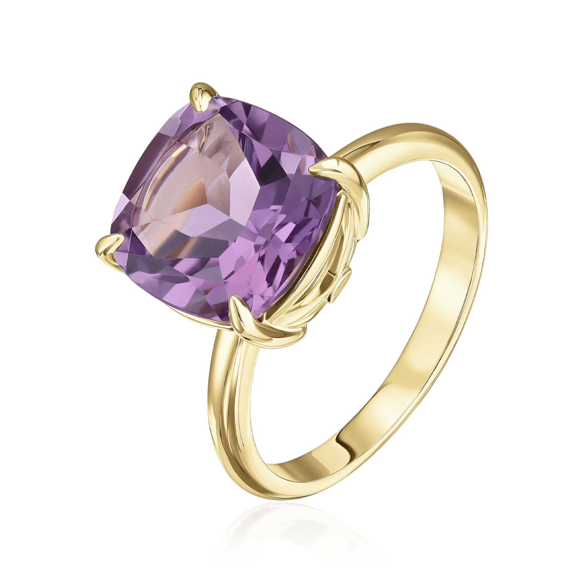 Кольцо с бриллиантами, аметистом из желтого золота 585 пробы (арт. 125000)